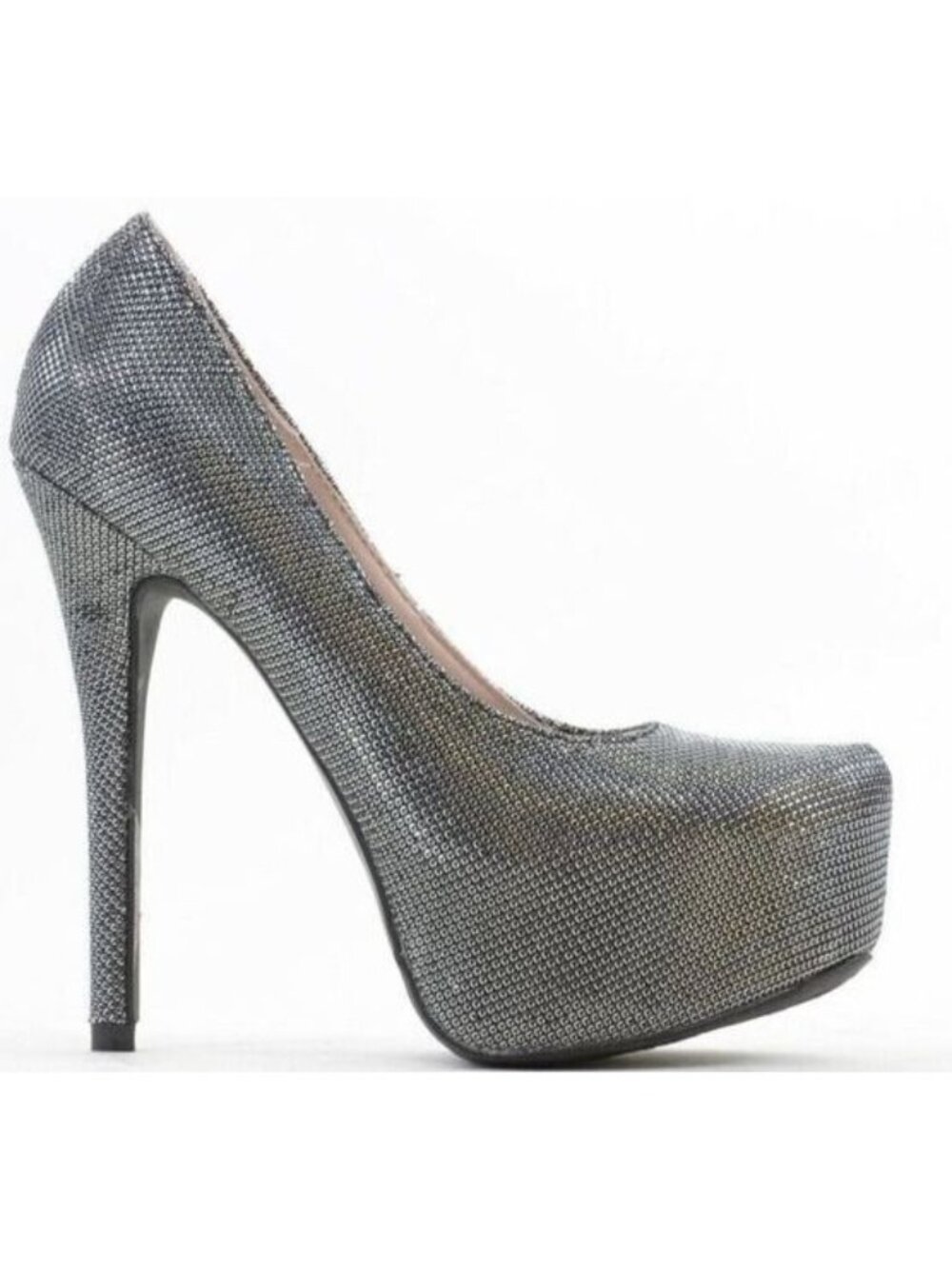 DeBlossom Women's 7 Sparkle Almond Toe Platform Pumps Stiletto Heels Coquette